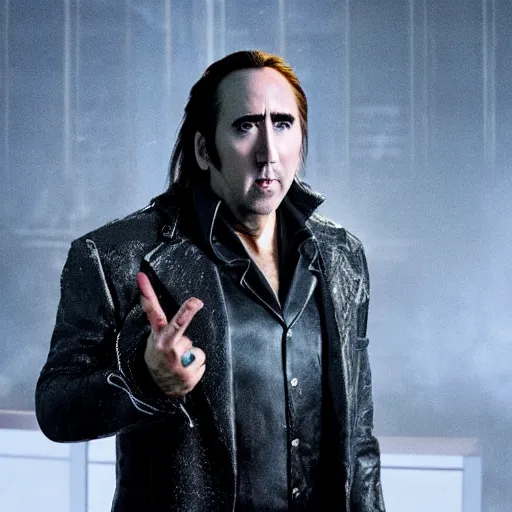 Prompt: Nicholas Cage as Micolash, Host of the Nightmare