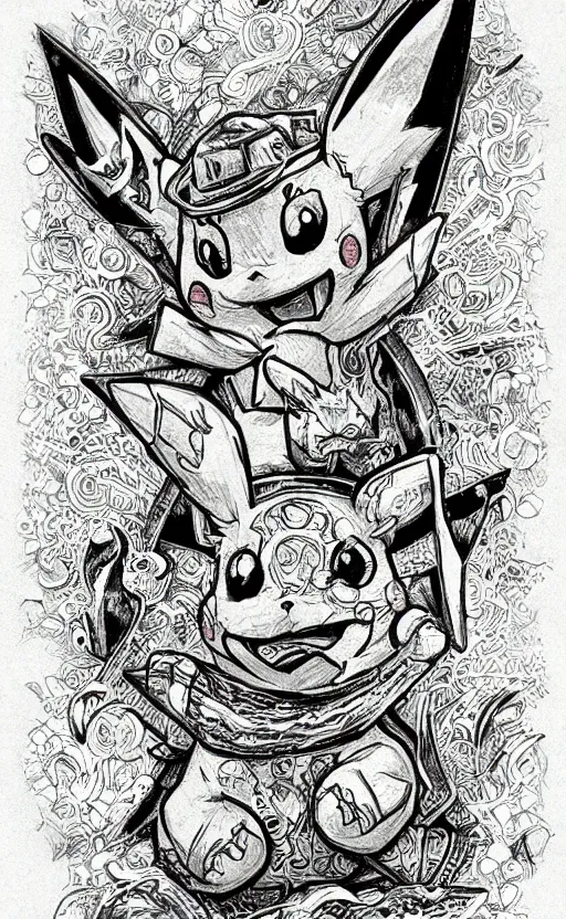 Prompt: amazing detailed intricate pikachu art. hq.