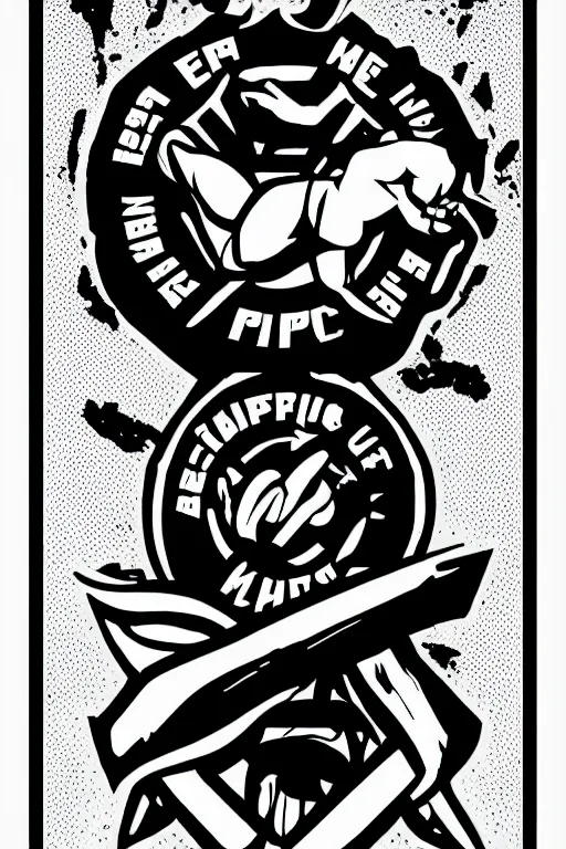 Prompt: a epic logo about martial arts MMA, vectorial, black and white, highly detailed, figurative