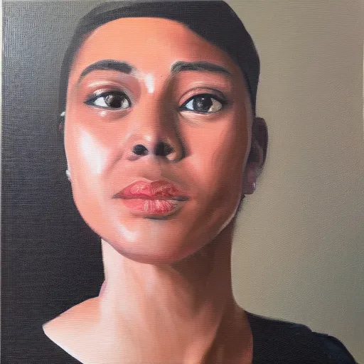 Image similar to alexa echo dot, portrait, oil painting