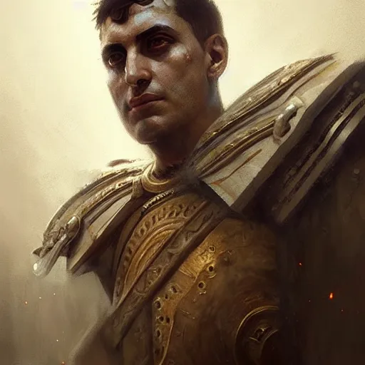 Image similar to portrait of roman emperor constantine, epic concept art, epic painting, artstation, realistic, by greg rutkowski