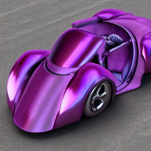 Image similar to a purple sports car shaped like a trilobite, ribs, scales, plates, octane engine, hd