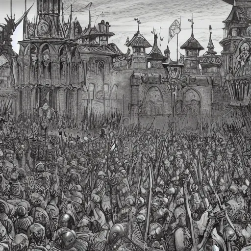 Image similar to crusade of the monarchs, cinematic, establishing shot, extremely high detail, photo realistic, cinematic lighting, intricate line drawings, 8k resolution