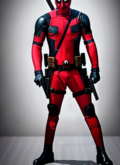 Prompt: actor mario casas con el traje deadpool photo 4k high details