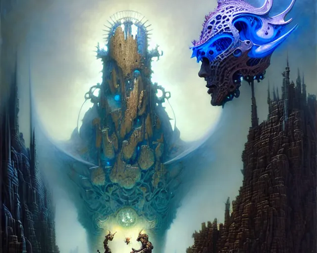 Image similar to the stronghold of good, fantasy character portrait made of fractals facing each other, ultra realistic, wide angle, intricate details, the fifth element artifacts, highly detailed by peter mohrbacher, hajime sorayama, wayne barlowe, boris vallejo, aaron horkey, gaston bussiere, craig mullins