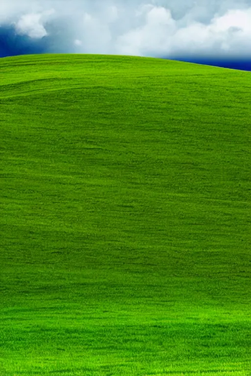 Image similar to windows xp hills screensaver with a graveyard in front, gloomy