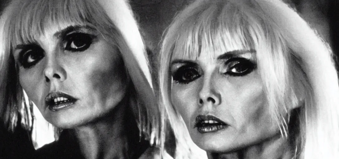 Image similar to a film portrait still of debbie harry in blade runner, gritty cyberpunk atmosphere. realism, cinematic lighting, 4 k. 8 mm. grainy. panavision.