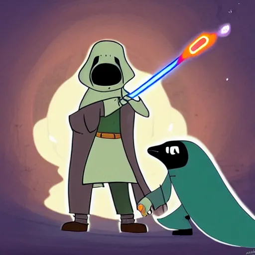 Image similar to jedi plague doctor in the style of adventure time