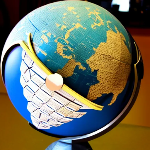 Image similar to a fusion between owl and globe