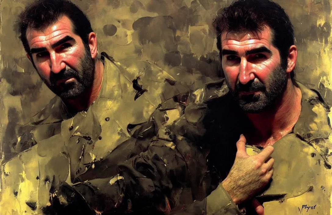 Prompt: portrait of eric cantona!!!!!!!!!!!!!!!!!!!!!!!!!!!, detailed face, detailed painting, epic lighting, by ilya repin, phil hale and kent williams