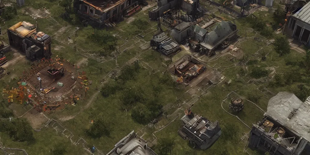 Image similar to zoomed out rts game map based on deadspace meets farcry 5. lush environment, realism, unreal engine 5, edge of tomorrow technology