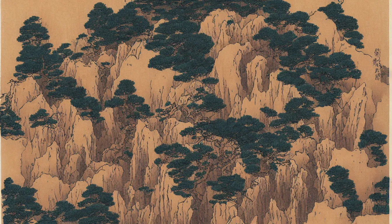 Image similar to backpacking through slot canyons by hokusai