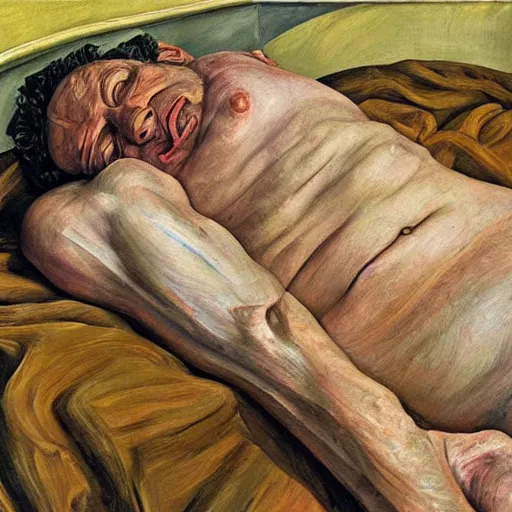 Prompt: artwork by lucian freud