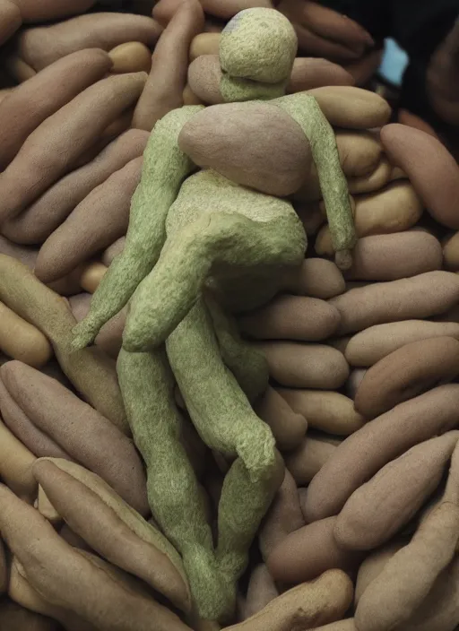 Image similar to a figure made of beans