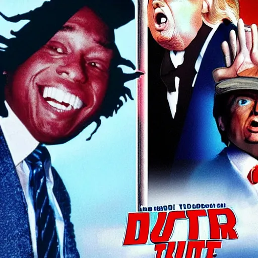 Image similar to donald trump and lil wayne in the back to the future movie poster,