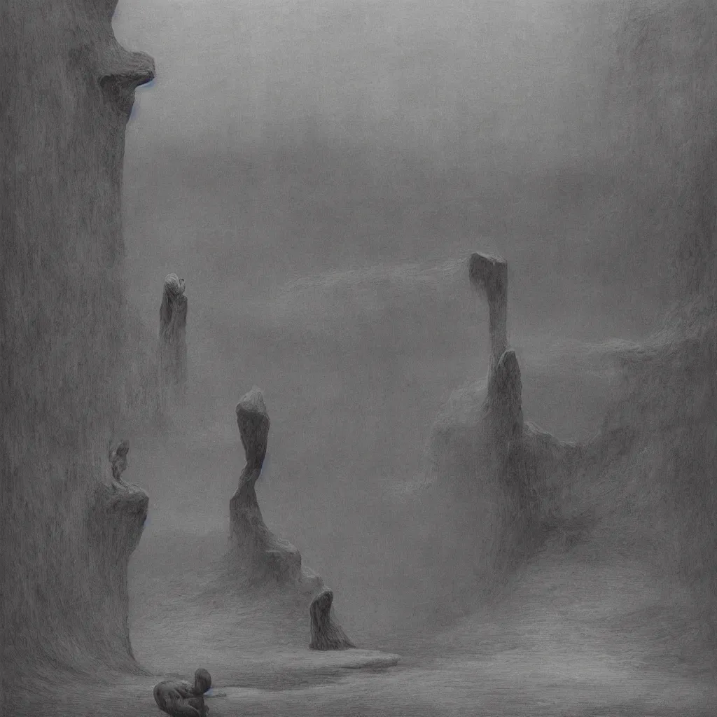 Image similar to Arena. Zdzisław Beksiński.