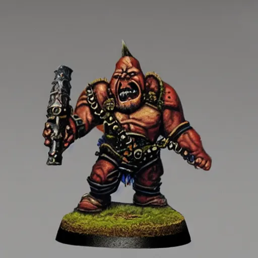 Image similar to chaos dwarf smith from warhammer fantasy : : head and torso oil painting