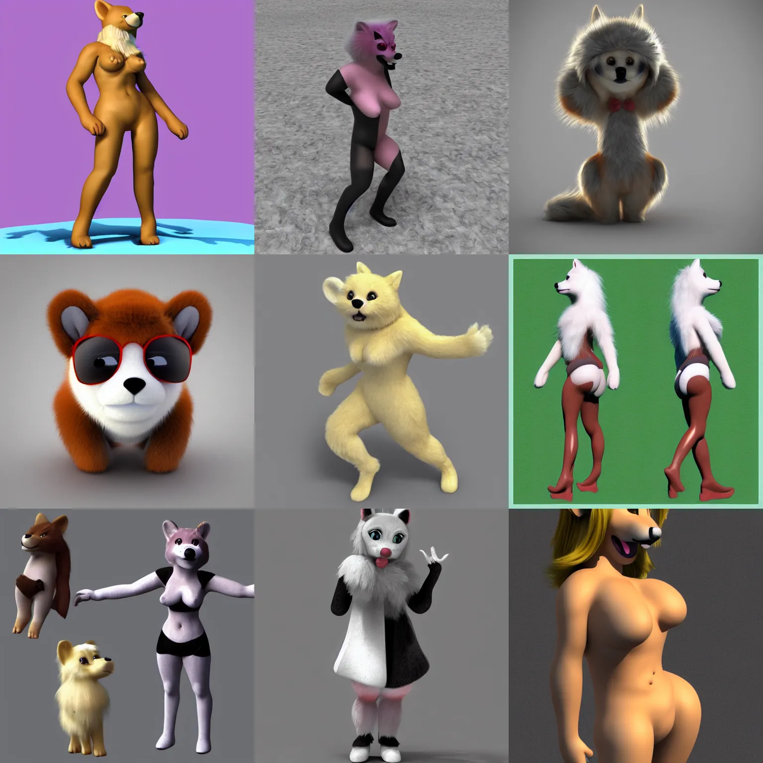 Prompt: female furry mini 3 d