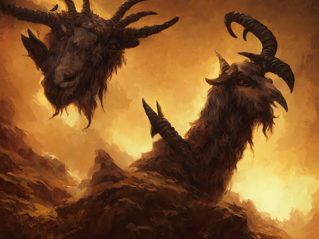 Prompt: back of goat head by andreas rocha, by justin gerard, by anato finnstark