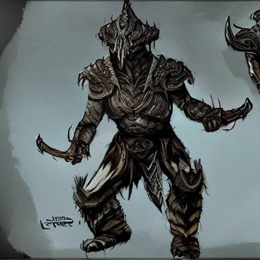 Image similar to concept art of skyrim boss that resembles jim carrey ultra detailed