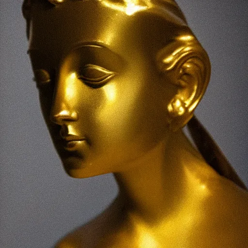 Prompt: a golden statue of a princess, studio lighting, award-winning photograph