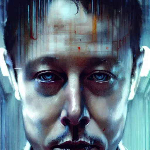 Image similar to elon musk, hyperrealistic portrait, bladerunner street, art of elysium by jeremy mann and alphonse mucha, fantasy art, photo realistic, dynamic lighting, artstation, poster, volumetric lighting, very detailed face, 4 k, award winning