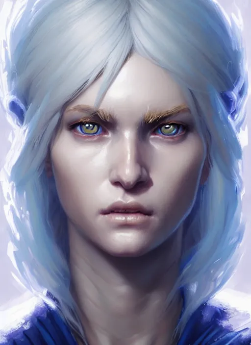 Image similar to a fantasy style portrait painting of shy white female paladin scar wound left eye with blonde hair and blue eyes, holy oil painting unreal 5 daz. rpg portrait extremely detailed artgerm greg rutkowski _ greg