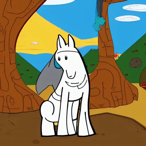 Image similar to cartoon horse in a style of adventure time cartoon