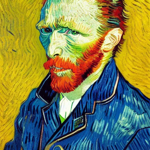 Prompt: a vivid self portrait of van Gogh, holding a smartphone, he is looking at it, oil on canvas, trending on artstation