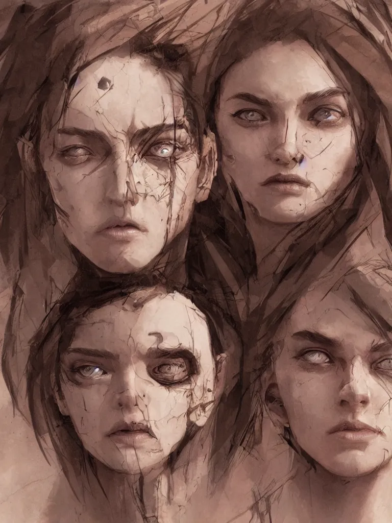 Prompt: fractured female faces by disney concept artists, blunt borders, rule of thirds