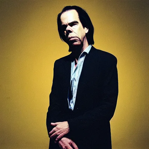 Image similar to Nick Cave pondering his orb