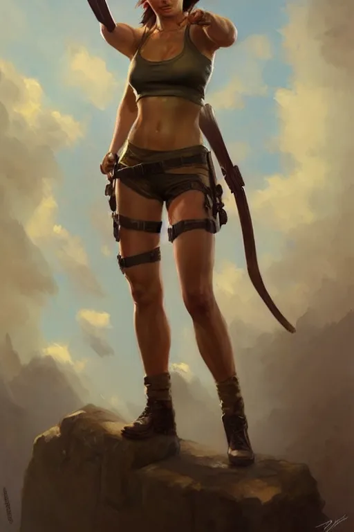 Image similar to tomb raider, painting by vladimir volegov, j. c. leyendecker, tom of finland, trending on artstation