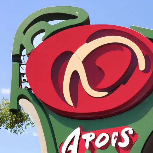 Prompt: arbys sign, funny jumbled letters