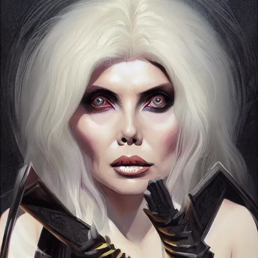 Image similar to a portrait of a younger debbie harry as a sorceress, urban motifs, intricate, elegant, highly detailed, digital painting, trending on artstation, concept art, smooth sharp focus, illustration, art by artgerm and greg rutkowski