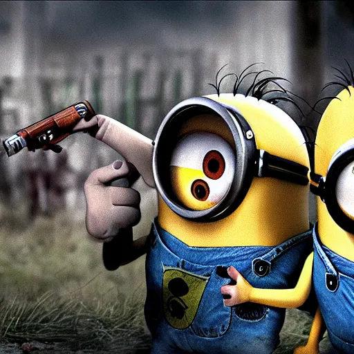 Prompt: The minions in The Walking Dead Very detailed 4K quality Super Realistic