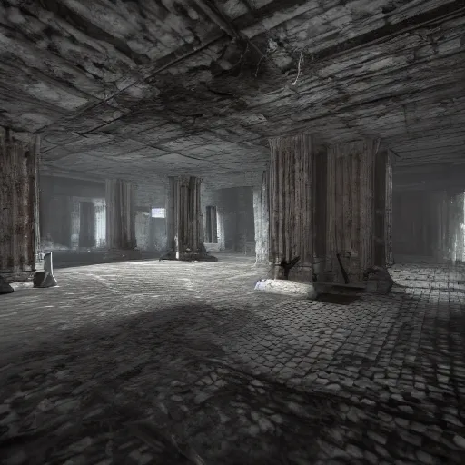 Prompt: dark horror liminal space rendered in unreal engine 5