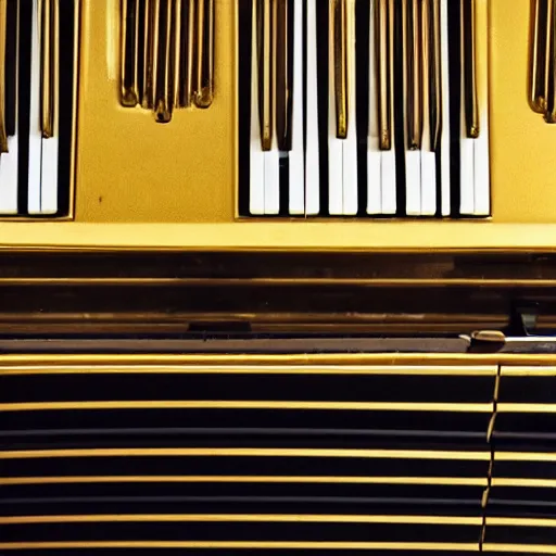 Image similar to grand piano with golden keys and golden stripes