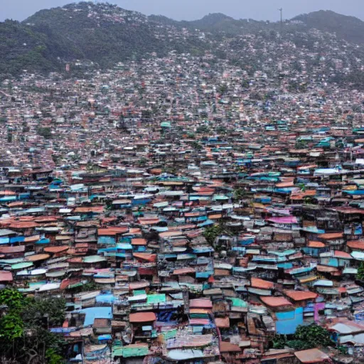 Prompt: a planet as seen from space made of favela, cinematic