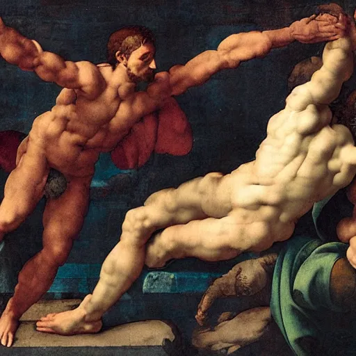 Image similar to an argument on twitter, by michelangelo