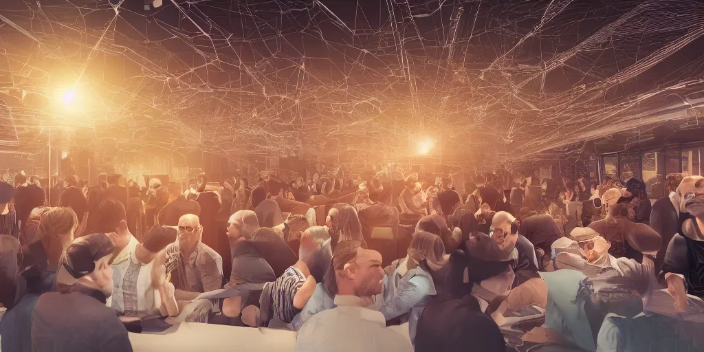 Prompt: illustrative image of man gets mind blown, networking, detailed illustration, octane render