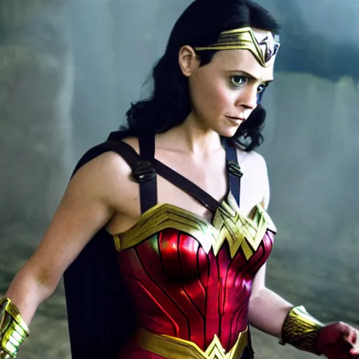 Image similar to film still of Christina Ricci playing Wonder Woman, 4k