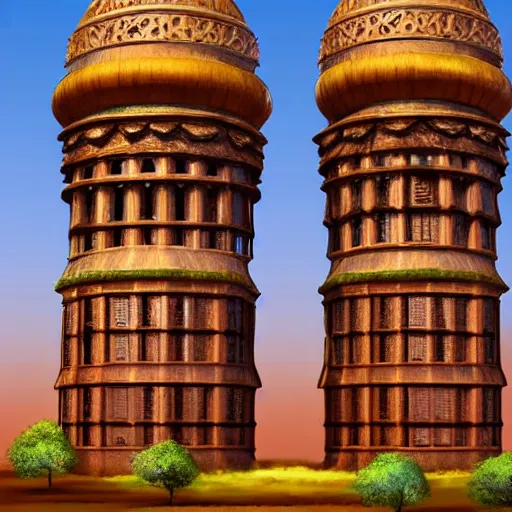 Image similar to african towers oriental traditional architecture, artstation.