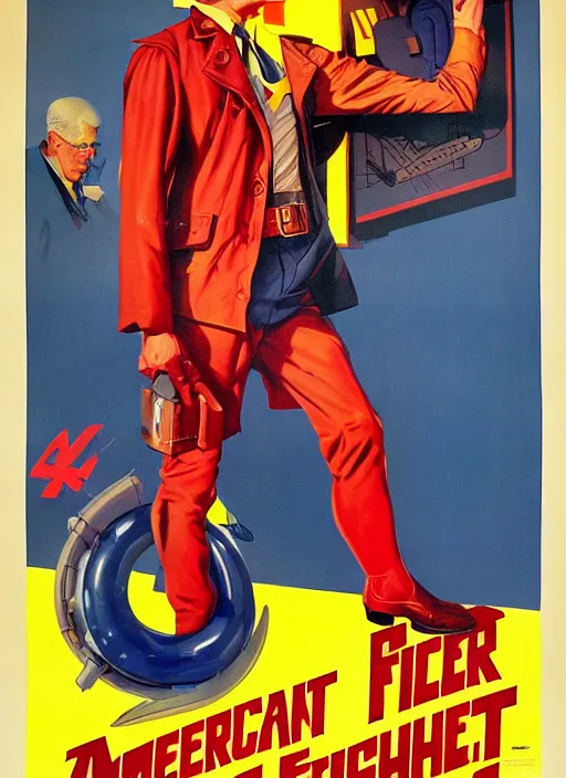 Image similar to american propaganda poster. cyberpunk fruit salesman. portrait by jean giraud and anton otto fischer and john philip falter and will eisner and gil elvgren. realistic proportions. character art. science fiction d & d. tf 2, overwatch.