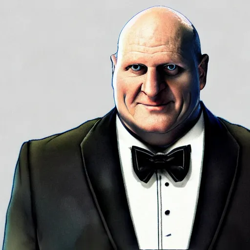 Image similar to Steve Ballmer as The Penguin in Batman, 4k, digital art, artstation, cgsociety, hdr