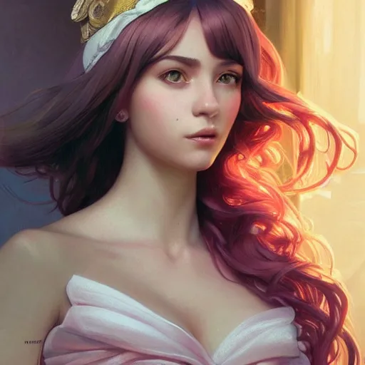 Image similar to ultra realistic illustration, stephanie from lazy town, intricate, elegant, highly detailed, digital painting, artstation, concept art, smooth, sharp focus, illustration, art by artgerm and greg rutkowski and alphonse mucha