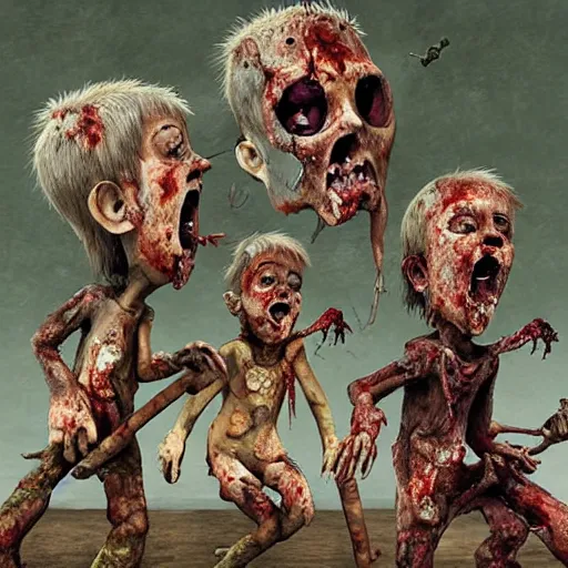 Image similar to “ zombie childs in stone age, artwork, detailed, fantasy ”