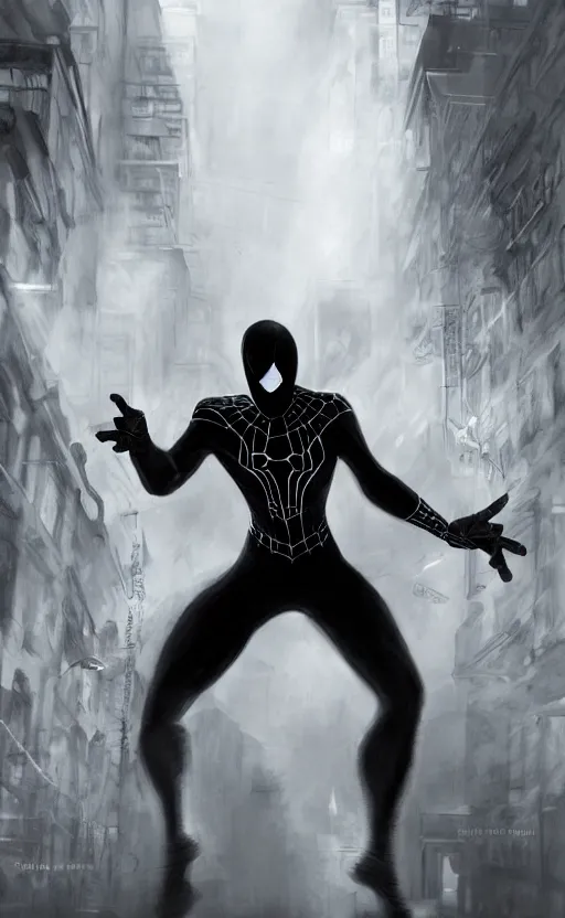 Image similar to spiderman noir, dynamic lighting, photorealistic fantasy concept art, trending on art station, stunning visuals, creative, cinematic, ultra detailed