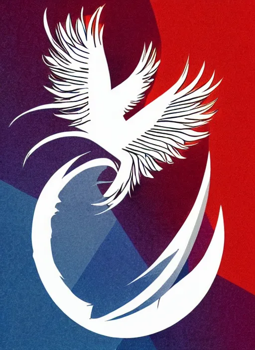 Image similar to white phoenix on salt mountain simple background simplified design geometric graphic design Richard Amsel style