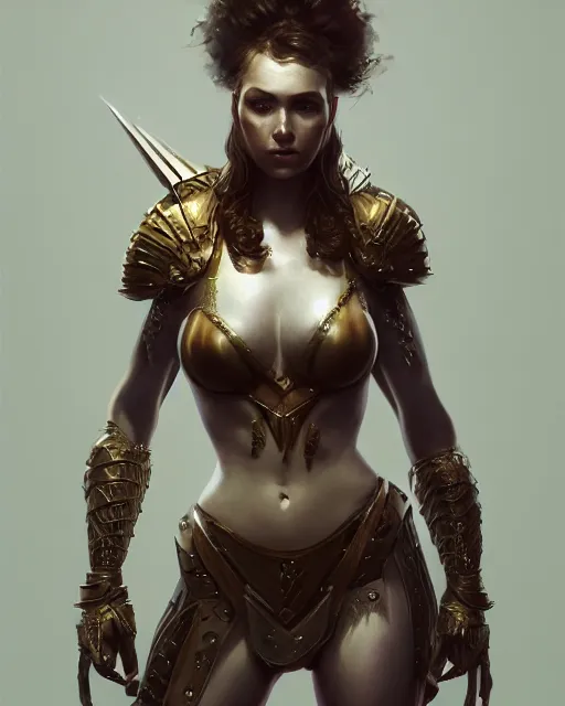 Image similar to Natasha Nice as seductress in armour, au naturel, hyper detailed, digital art, trending in artstation, cinematic lighting, studio quality, smooth render, unreal engine 5 rendered, octane rendered, art style by klimt and nixeu and ian sprigger and wlop and krenz cushart