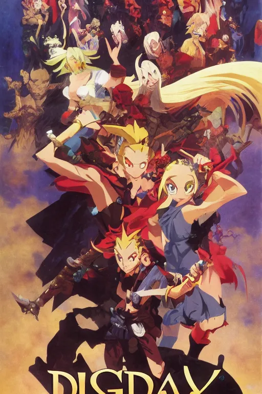 Prompt: Movie poster of Disgaea 2, Highly Detailed, Dramatic, eye-catching, A masterpiece of storytelling, by frank frazetta, ilya repin, 8k, hd, high resolution print